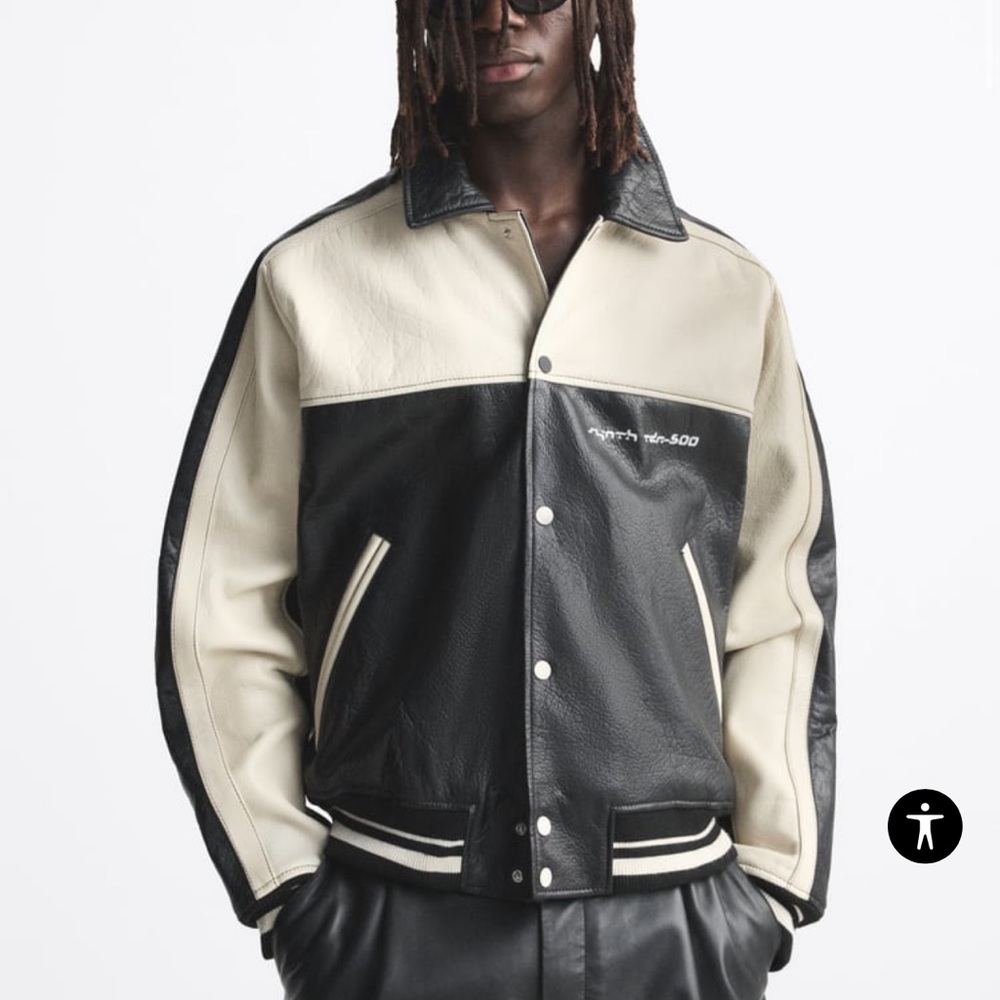 Contrast leather jacket